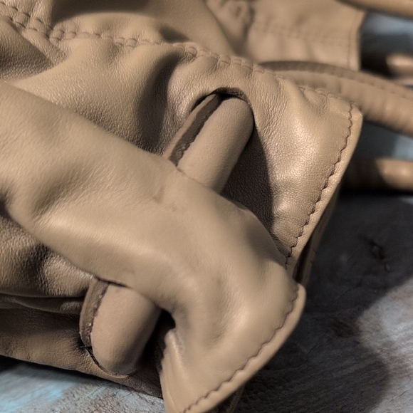 Furla Beige Leather Tote Bag Slouchy Fade Vintage Roomy 10 x 16 Purse - Picture 8 of 16